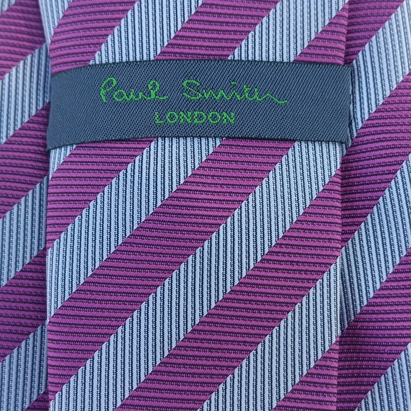 Paul Smith Purple and Silver Striped Tie - Picture 3 of 5